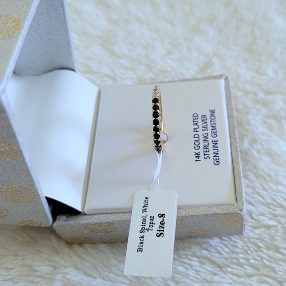 Shivam Black🖤 Spinel and White Topaz Gemstones Eternity♾️ Ring💍 - Picture 13 of 16